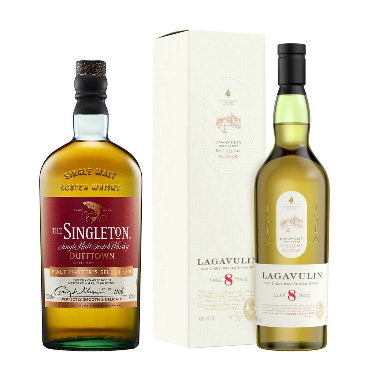 Zvýhodněný set = Lagavulin 8 Y.0. + The Singleton of Dufftown Malt Master’s Selection