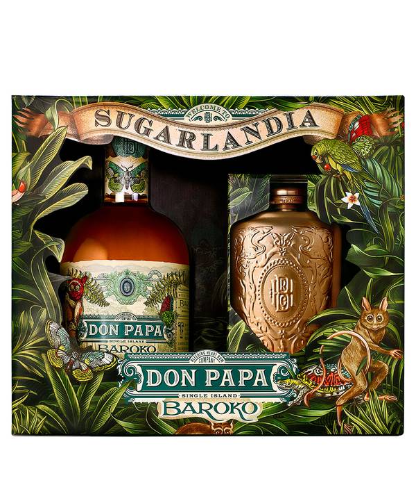 Don Papa Baroko & Hip Flask Gift Box 40,0% 0,7 l