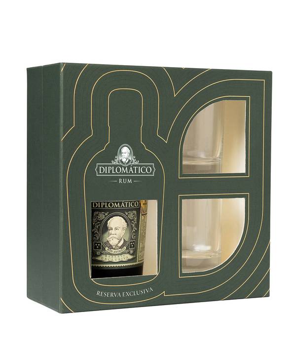 Diplomático Reserva Exclusiva + 2 sklenice 40% 0,7l (darčekové balenie 2 poháre)