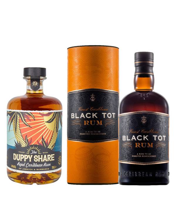 Zvýhodněný set = Duppy Share Aged + Black Tot Finest Caribbean 43,1% 1,4 l