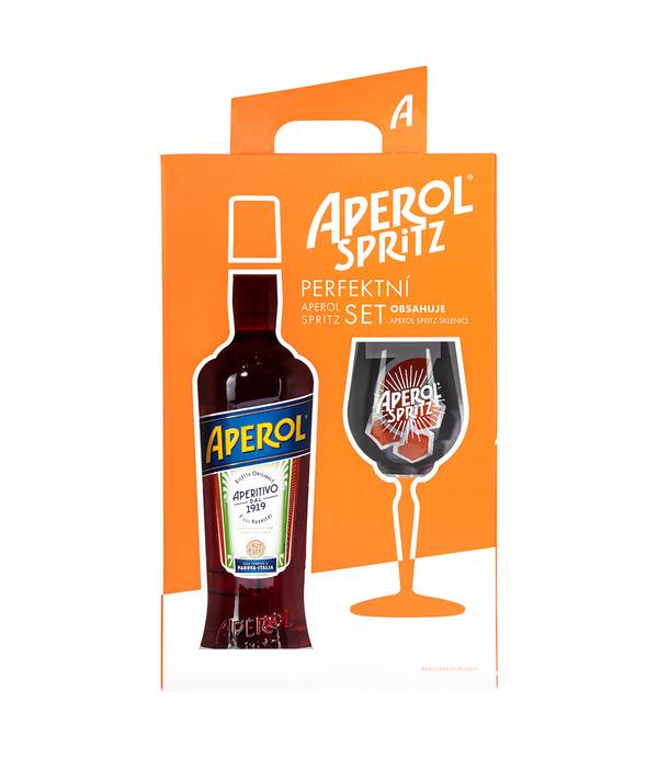 Aperol + 1 sklenice 11% 0,7l (dárkové balení 1 sklenice)